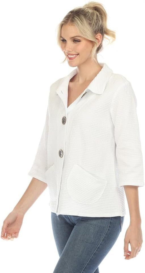 Small Waffle Jacket in White - SW234-WHT
