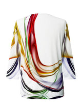 Valentina Wave-Print V-Neck Top in Multi/White - 28432 - Size M Only!