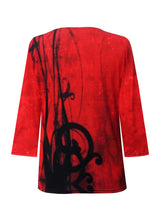 Valentina Abstract V-Neck Print Top in Red - 31506