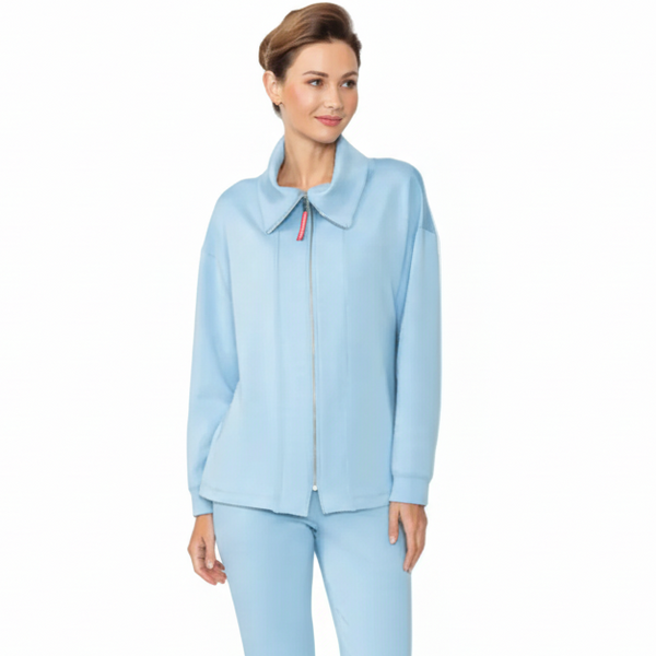 Just In! Techno Soft Knit Zip Jacket in Light Blue - C1049J-BLU