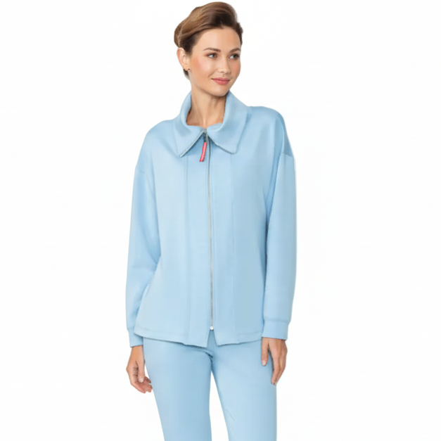 Just In! Techno Soft Knit Zip Jacket in Light Blue - C1049J-BLU