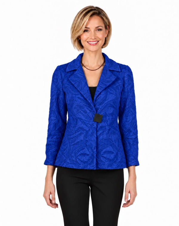 Tonal Jacquard One-Button Jacket in Red - MJ6021-BLU