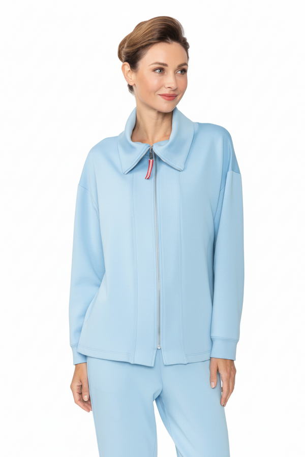 Just In! Techno Soft Knit Zip Jacket in Light Blue - C1049J-BLU