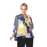 Floral-Print Asymmetric Jacket in Royal - 5804J-ROY