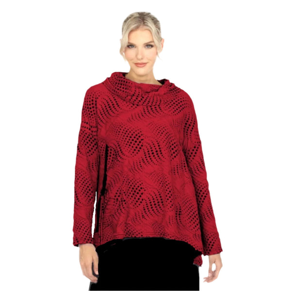 Moonlight Dotted Drape Neck Tunic in  Red- 3799-RD - Sizes L - XXL