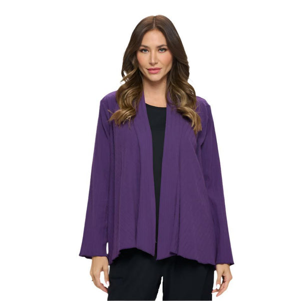 Diagonal Rib Open Front Cardigan in Blackberry - CS-304-BB