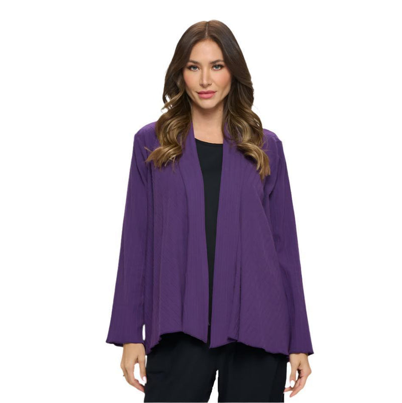 Focus Diagonal Rib Long Sleeve Cardigan in Blackberry - CS-304-BB