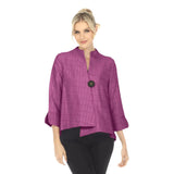 Simply Elegant One-Button Jacquard Jacket in Plum - 6288J-PLM