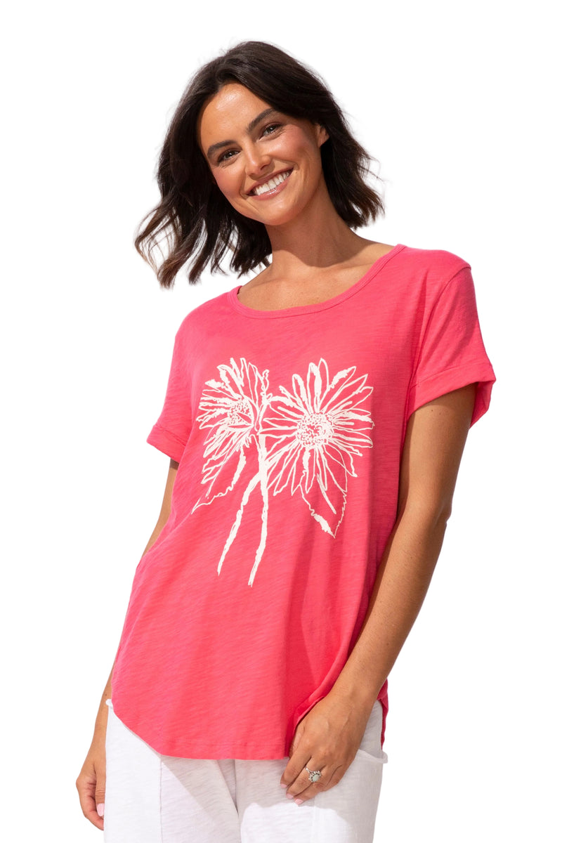 Destination Floral Cuff Sleeve Tee - 52734