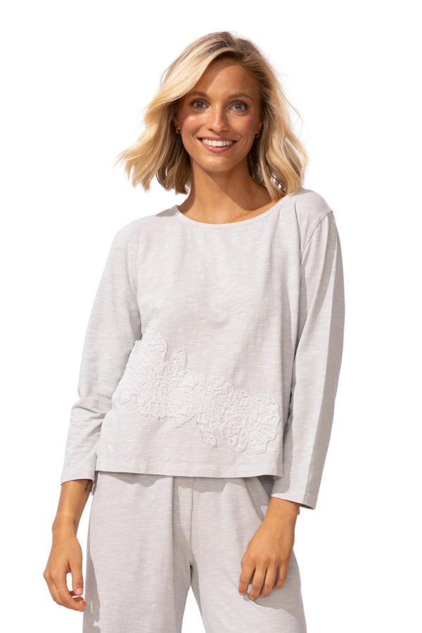 Embroidered Applique Boxy Tee - 15425