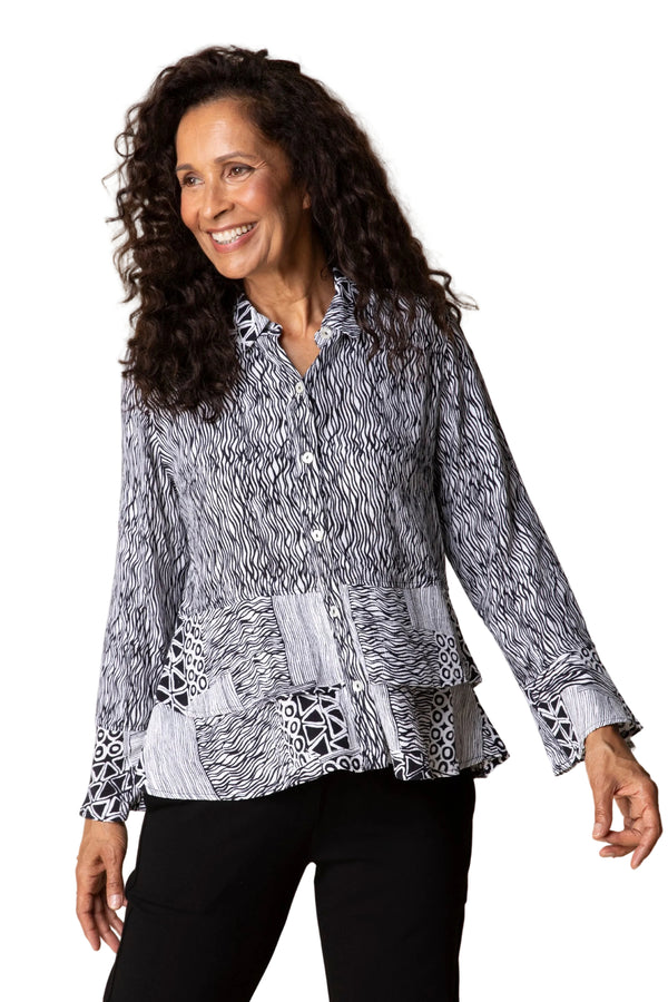 Viscose Rayon Crepe Bali Flounce Shirt - 39425