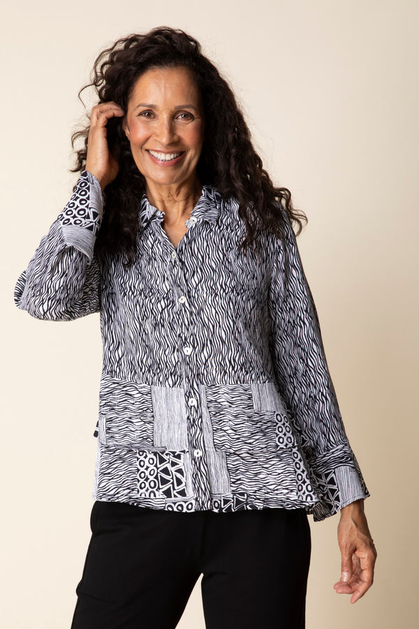 Viscose Rayon Crepe Bali Flounce Shirt - 39425