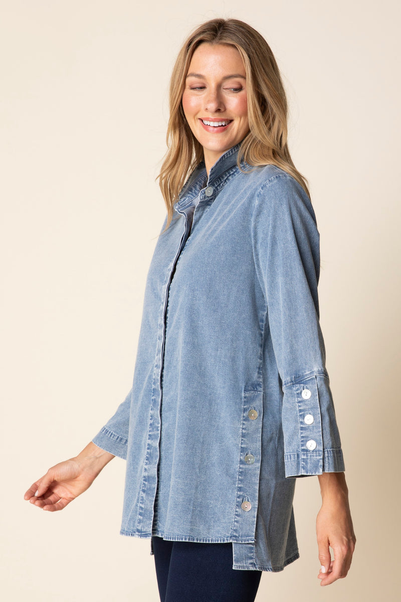 Perfect Travel Shirts Side Button Tunic - 15521