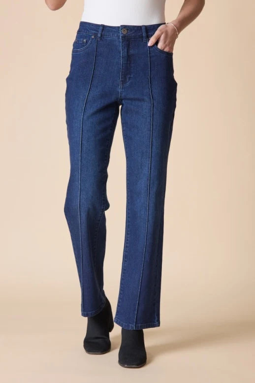 Stretch Denim Seamed Flare Jean - 11466