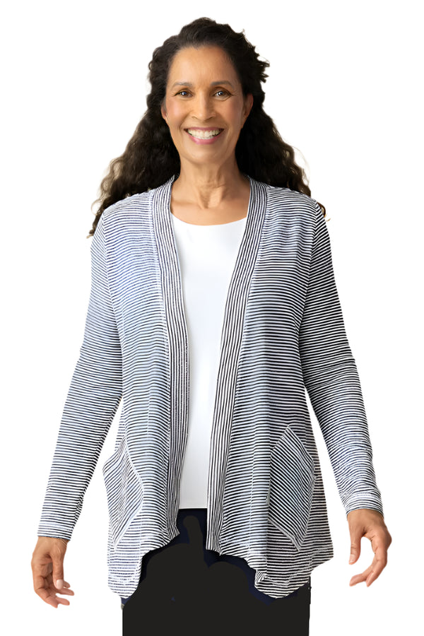 Sailor Striped Cotton Cardigan in Black/White - 21532-BLK