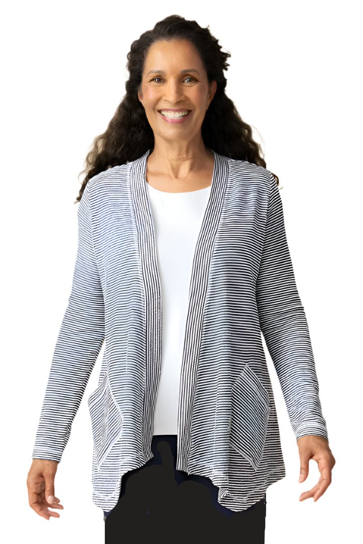 Sailor Striped Cotton Cardigan in Black/White - 21532-BLK