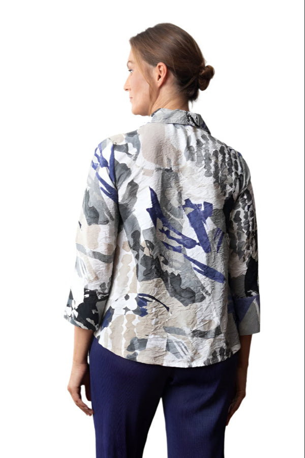 Abstract Painted Print Hi-Low Jacket - 542338