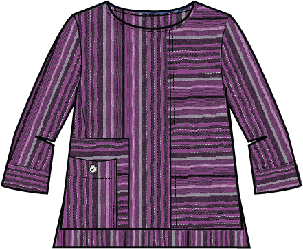 Change Your Stripes Pocket Pullover Top - 45820 - Size XS in Plum