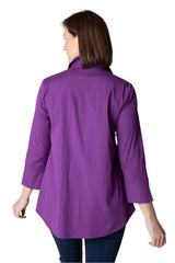 The "One" Hidden Button Placket Shirt in Plum - 15019