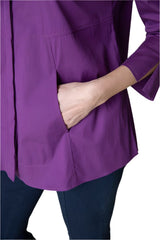 The "One" Hidden Button Placket Shirt in Plum - 15019