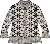 Crinkle Crepe Floral Mix Flounce Shirt - 21622