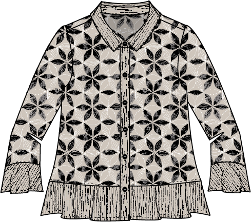 Crinkle Crepe Floral Mix Flounce Shirt - 21622