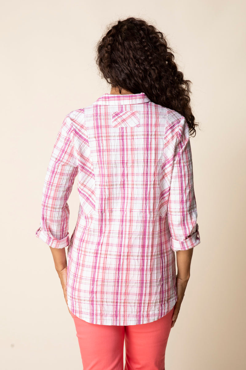Blurred Plaid Boyfriend Tunic - 46634
