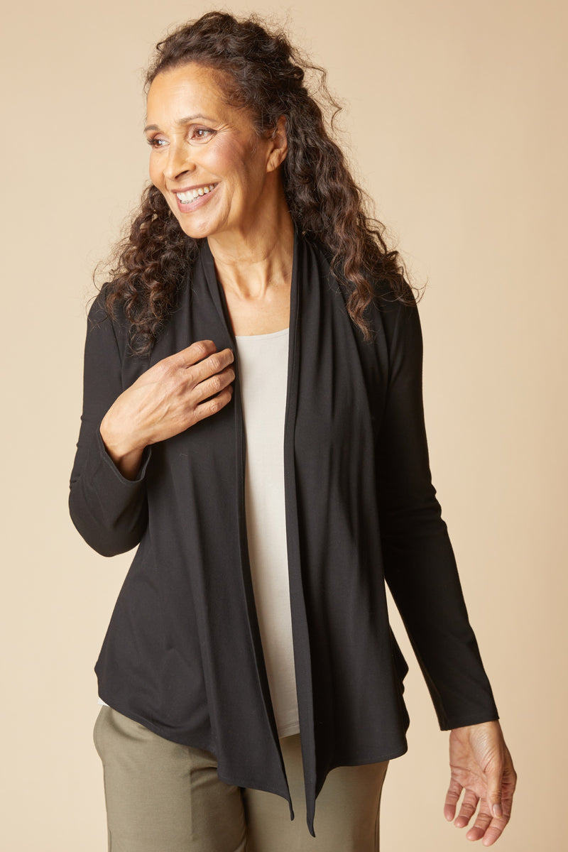 Core Travel Stretch Knit Waterfall Cardigan - 55931