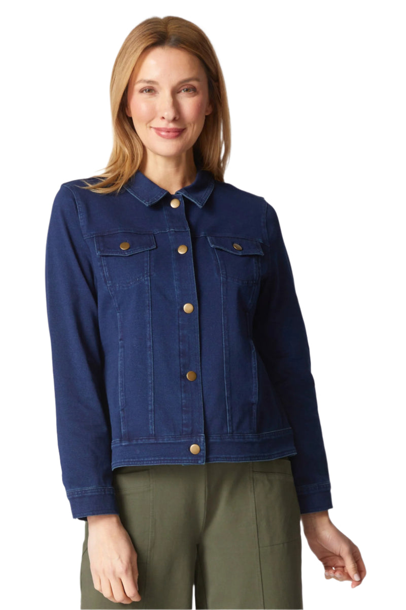 Stretch Cotton Jean Jacket in Denim Blue - 31520-DNM