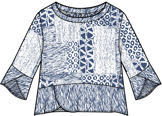 Viscose Rayon Crepe Bali Mixed Pullover - 39405