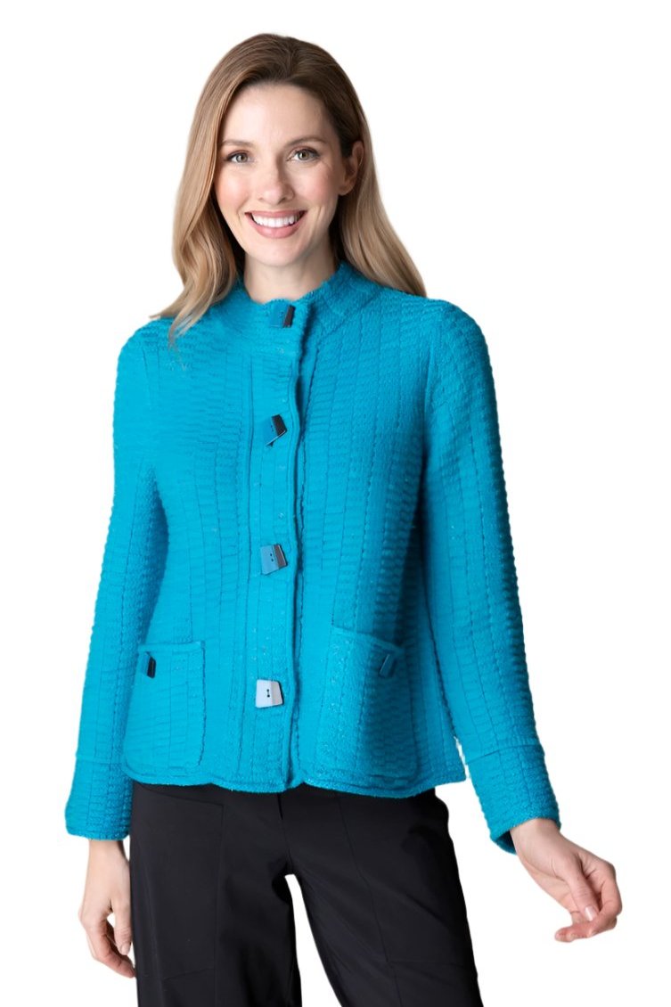 Habitat "Harvest Tweed" Brick Stitch Cozy Jacket in Capri - 89106-CPR - Sizes L & XXL