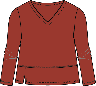 Cotton Pebble Seamed Long Sleeve Tee - 275555