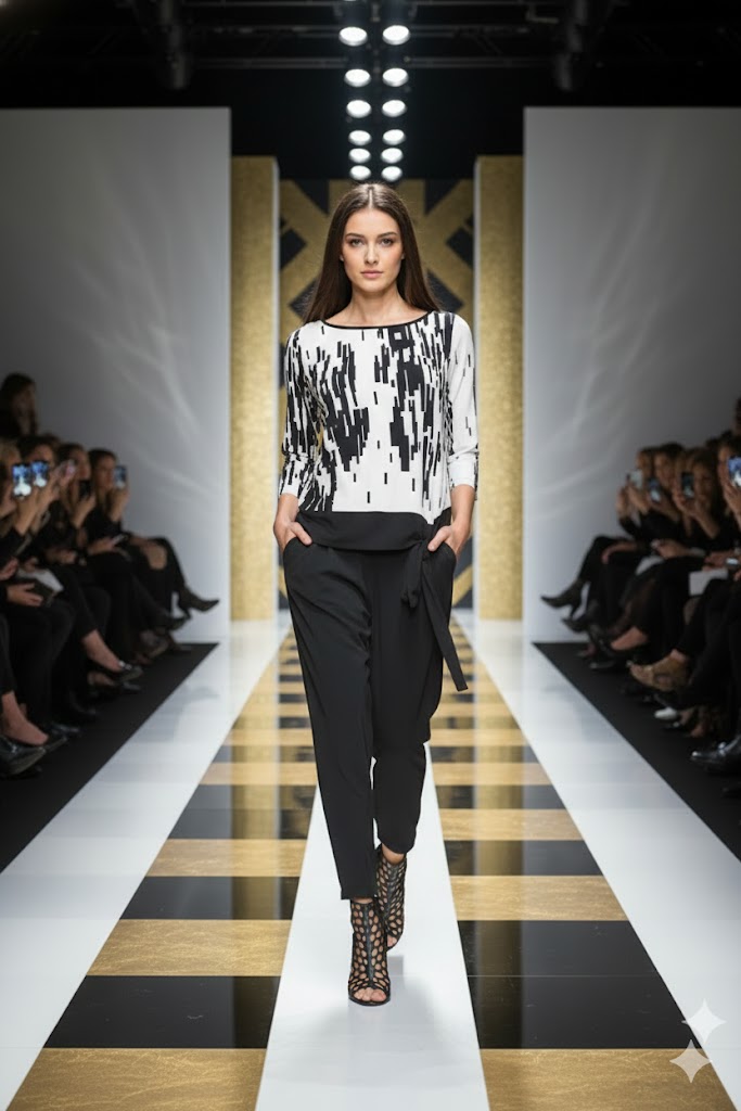 Abstract Digital-Inspired Print Top - C1073T