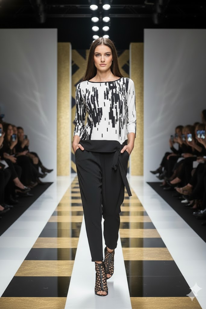 Abstract Digital-Inspired Print Top - C1073T