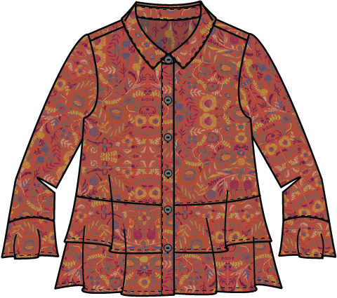 Viscose Rayon Crepe Garden Flounce Shirt - 39620