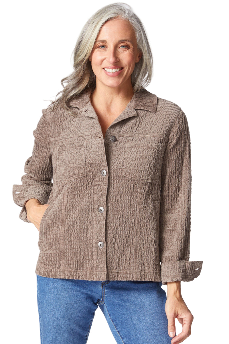 Textured Button-Front Jacket - 45411