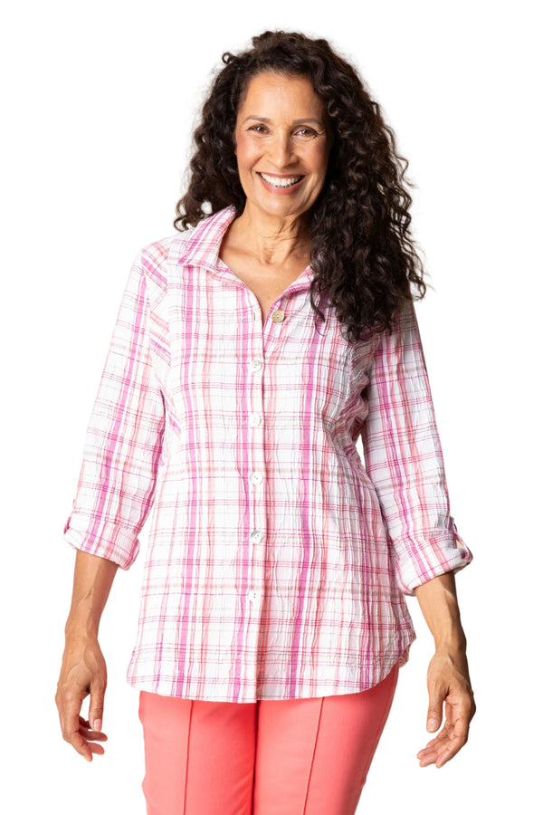 Blurred Plaid Boyfriend Tunic - 46634