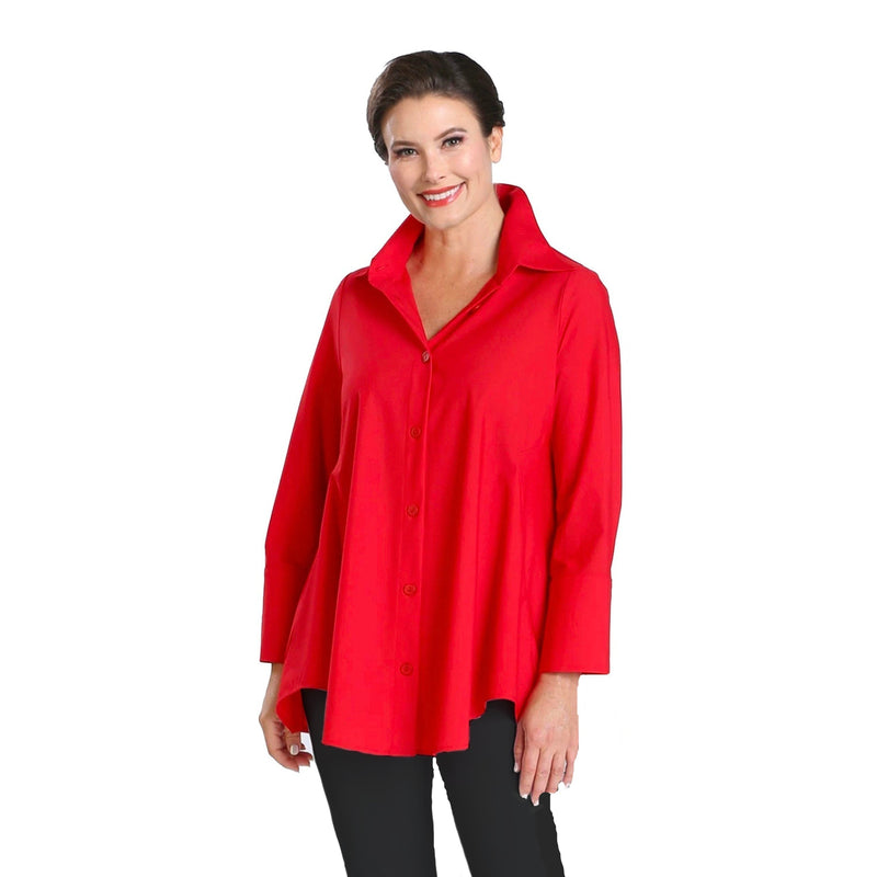 IC Collection High-Low Shirt W/ Pockets in Red - 3778B-RD