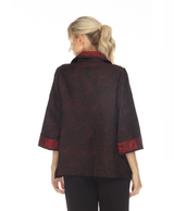 Two-Tone Jacquard Jacket in Red- 3597