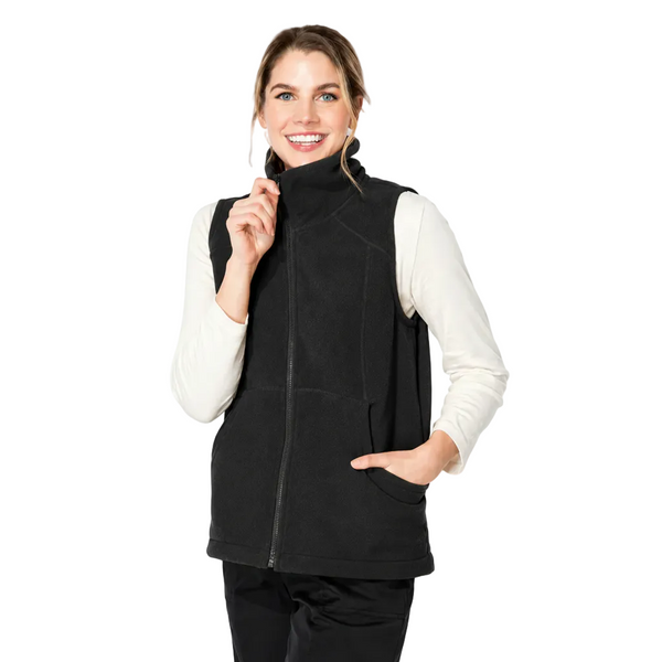 Soft Fleece Vest with High Collar & Front Zip in Black - 16225-BLK - Size S Only!