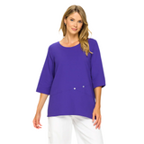 Seersucker Button Trim Top in Violet - CS135-VT