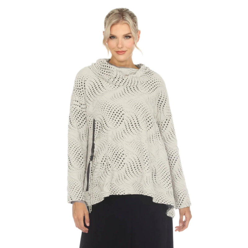 Moonlight Dot-Print Sweater Tunic in Winter White - 3799-IWT - Sizes L & XL