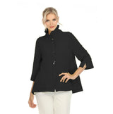 Button Front Blouse in Black - 3075SOL-BK