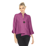 Simply Elegant One-Button Jacquard Jacket in Plum - 6288J-PLM