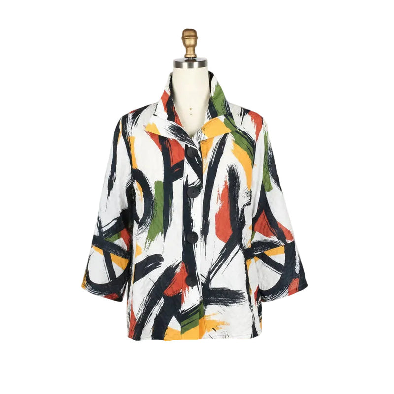 Abstract Brushstroke Print Jacket - 5063