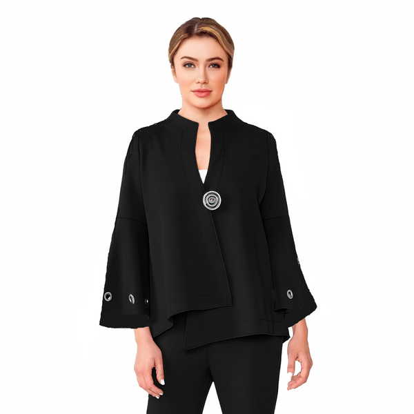 Techno Stretch-Knit Asymmetric Jacket in Black - 4577J-BK - Size XL