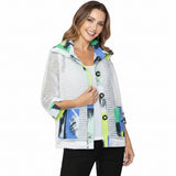 Artful Mesh Jacket with Abstract Print Trim - 7897J