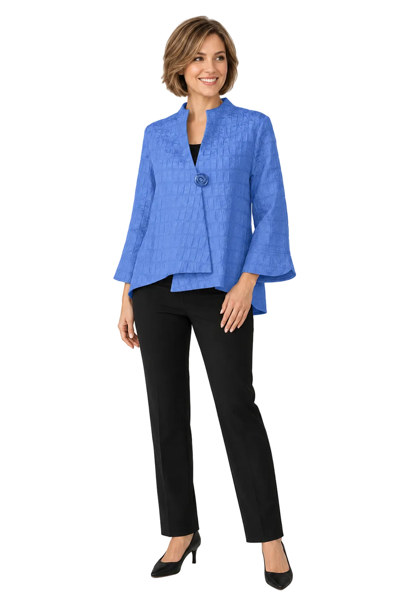 Textured Jacquard One-Button Jacket in Blue - 6288J-BLU