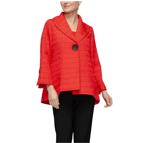 Textured Hi-Low Jacket in Red - 7525J-RD