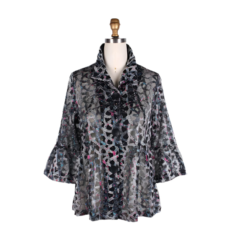 Sequined Soutache Jacket in Silver - 400-SLV